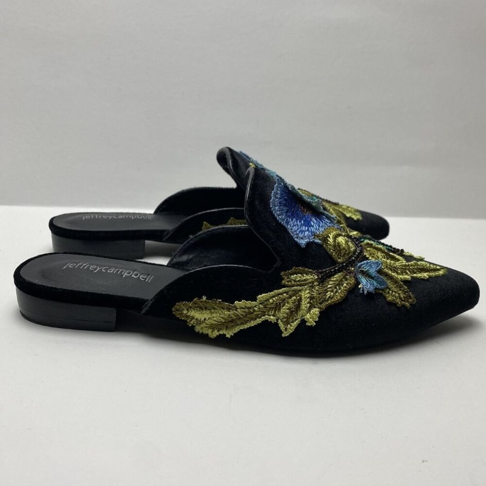 JEFFREY CAMPBELL Claes Applique Velvet Mules Size 8.5 - Picture 5 of 7